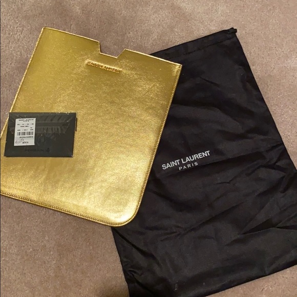 GOLD SAINT LAURENT CALFSKIN IPAD CASE - Picture 3 of 3